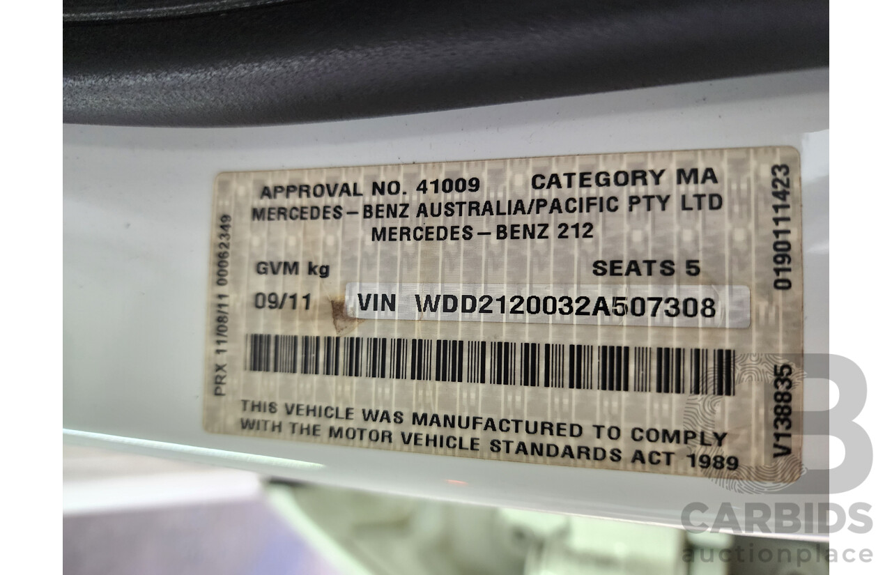 09/2011 Mercedes-Benz E250 CDI Avantgarde 212 MY11 UPGRADE 4d Sedan White 2.1L