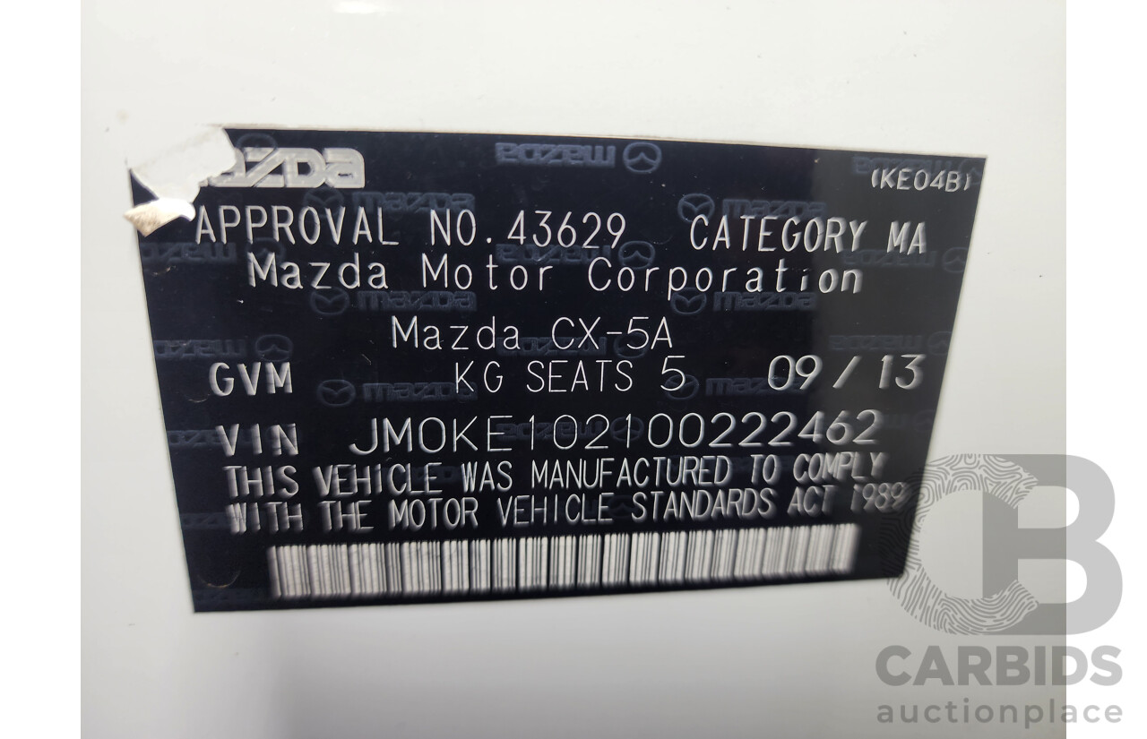 09/2013 Mazda Cx-5 Grand Tourer (4x4) MY13 4d Wagon White 2.2L