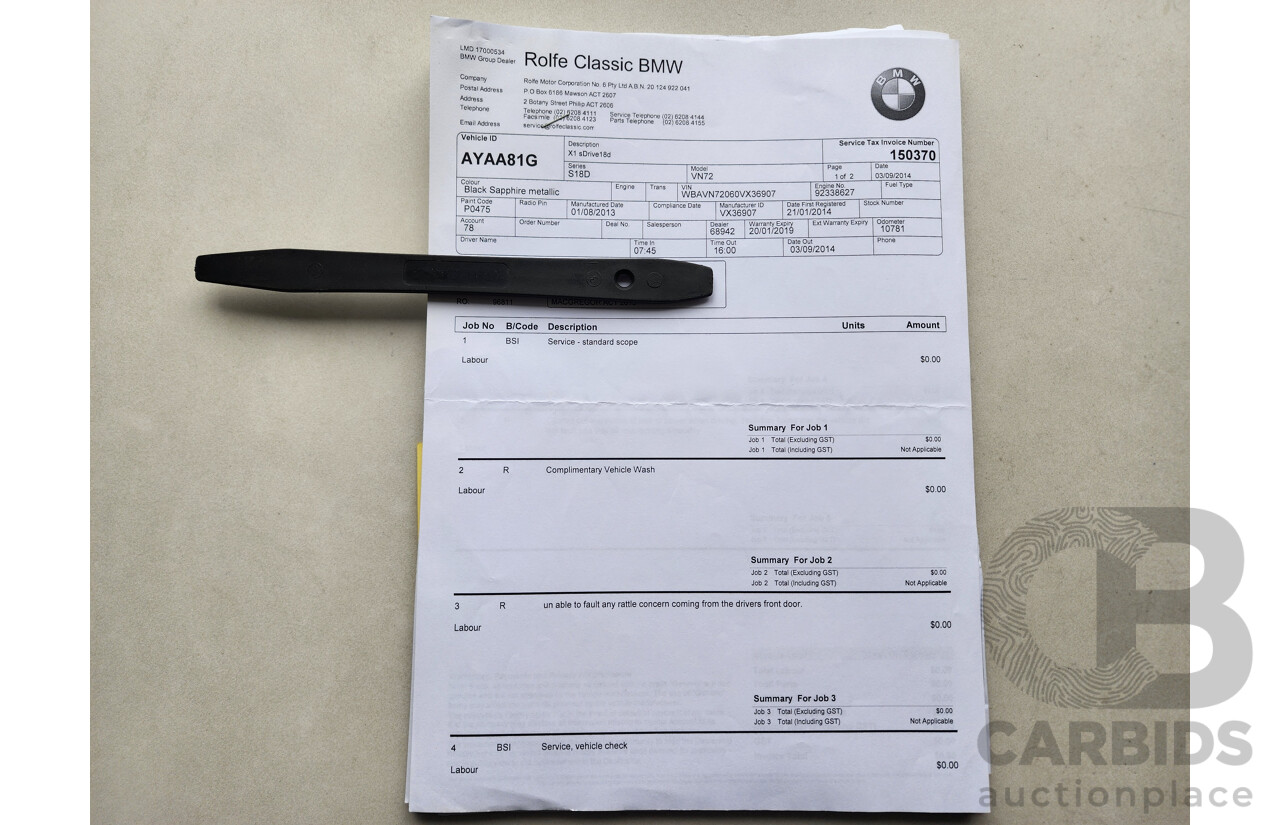 01/2014 Bmw X1 Sdrive 18d E84 MY14 4d Wagon Black 2.0L