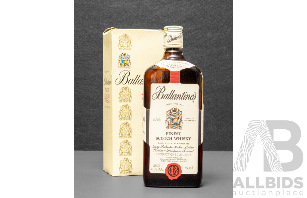 Ballantine’s Finest Blended Scotch Whisky, Vintage Australian Market Bottling, with Original Presentation Box