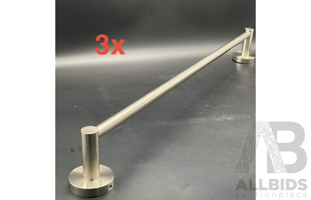DOME Single Towel Rail 600mm (Brushed Nickel) - Lot of 3