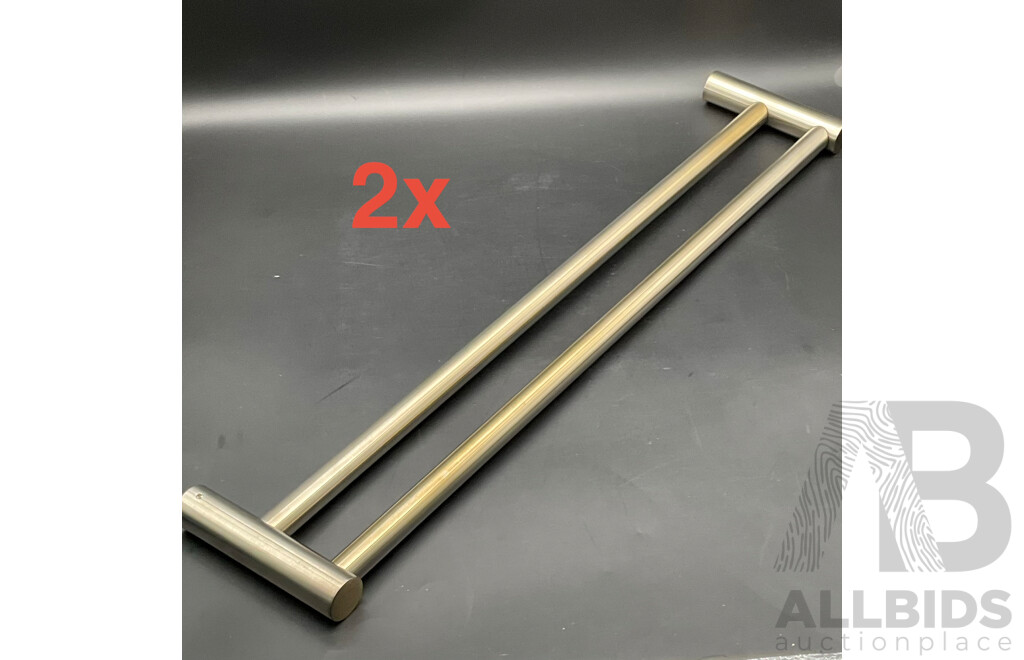 BRODWARE City Stik Double Towel Rail 600mm (Brushed Nickel) - Lot of 2