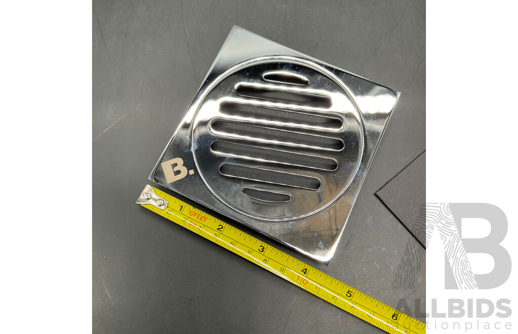 BRODWARE Square Floor Grate 110mm (Chrome) - Lot of 3