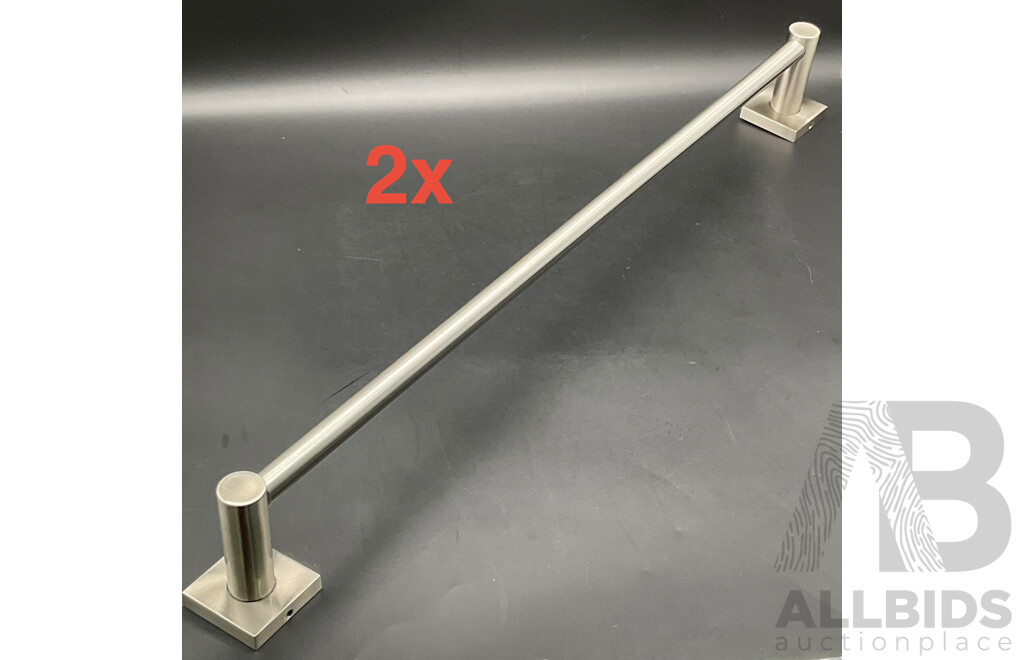 PHOENIX Radii Single Towel Rail 600mm Square Plate (Brushed Nickel) - Lot of 2