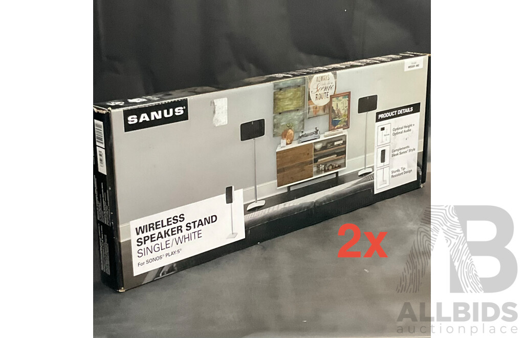 SANUS Stand for Wireless Speaker - SONOS Play:5 (WSS51-W2) - (Signle - White) - Lot of 2