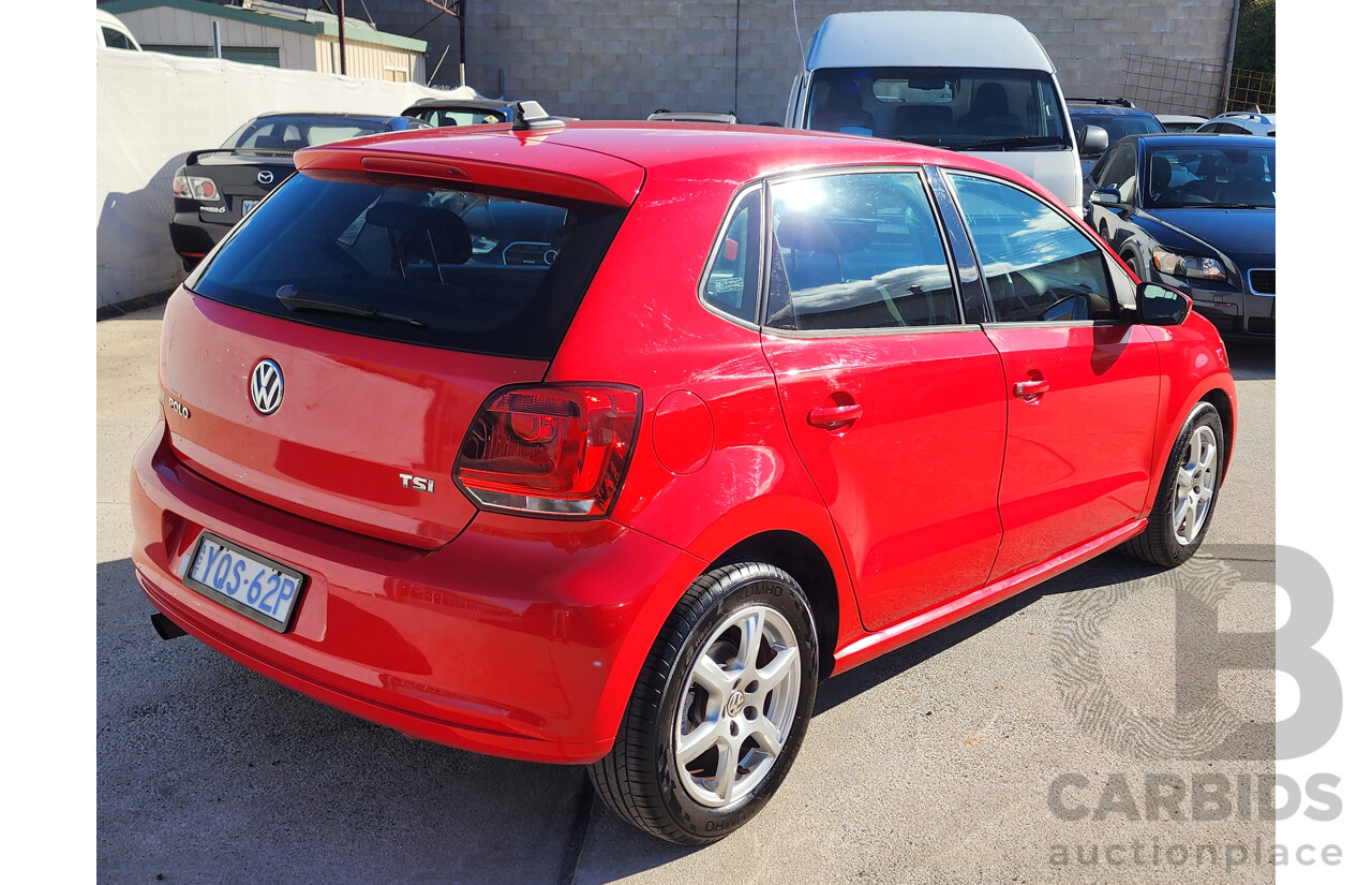 03/2012 Volkswagen Polo 77 TSI Comfortline 6R MY12 5d Hatchback Red 1.2L