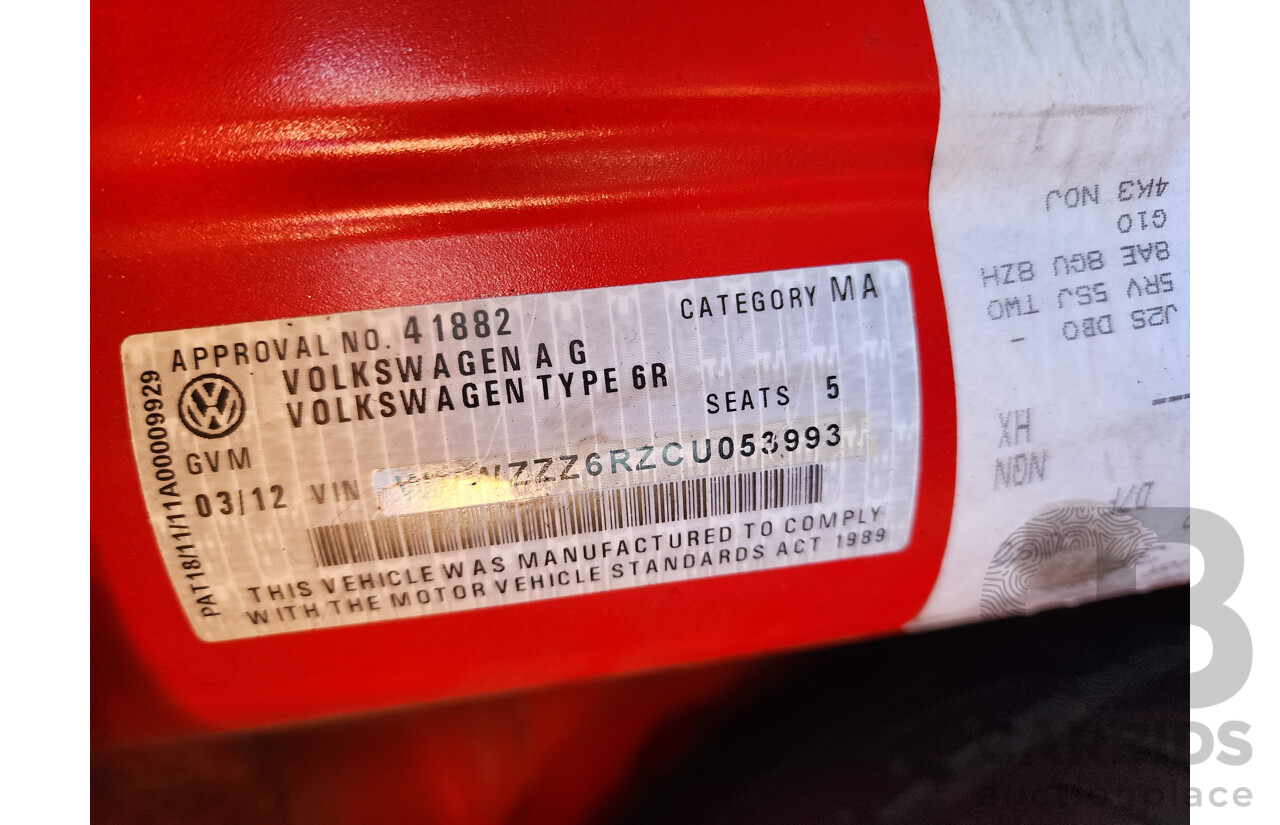 03/2012 Volkswagen Polo 77 TSI Comfortline 6R MY12 5d Hatchback Red 1.2L