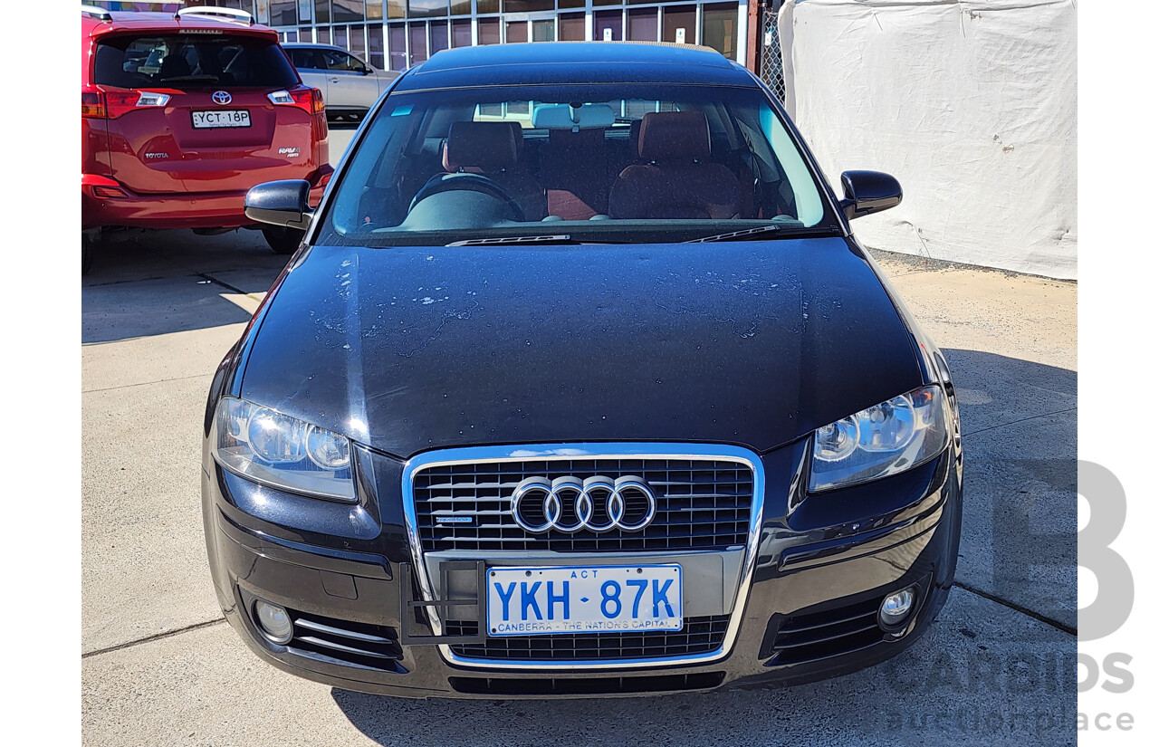 07/2007 Audi A3 Sportback 2.0 TFSI Quattro AMB 8P 5d Hatchback Black 2.0L