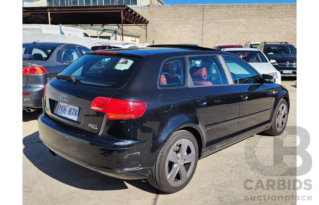 07/2007 Audi A3 Sportback 2.0 TFSI Quattro AMB 8P 5d Hatchback Black 2.0L