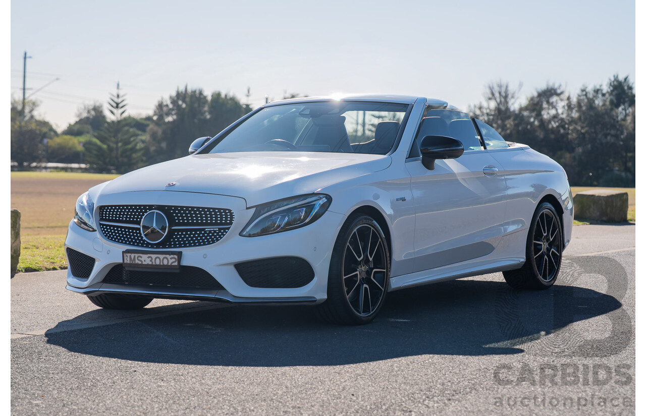 10/2017 Mercedes-Benz AMG C43 (AWD) 205 MY17.5 2D Cabriolet Polar White Twin Turbo V6 3.0L