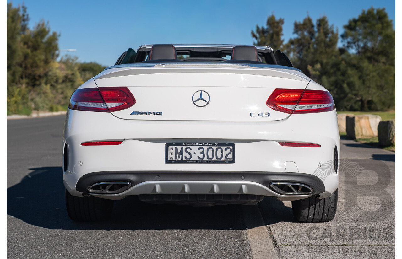 10/2017 Mercedes-Benz AMG C43 (AWD) 205 MY17.5 2D Cabriolet Polar White Twin Turbo V6 3.0L