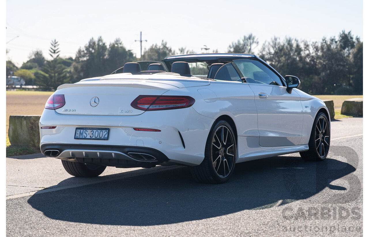 10/2017 Mercedes-Benz AMG C43 (AWD) 205 MY17.5 2D Cabriolet Polar White Twin Turbo V6 3.0L