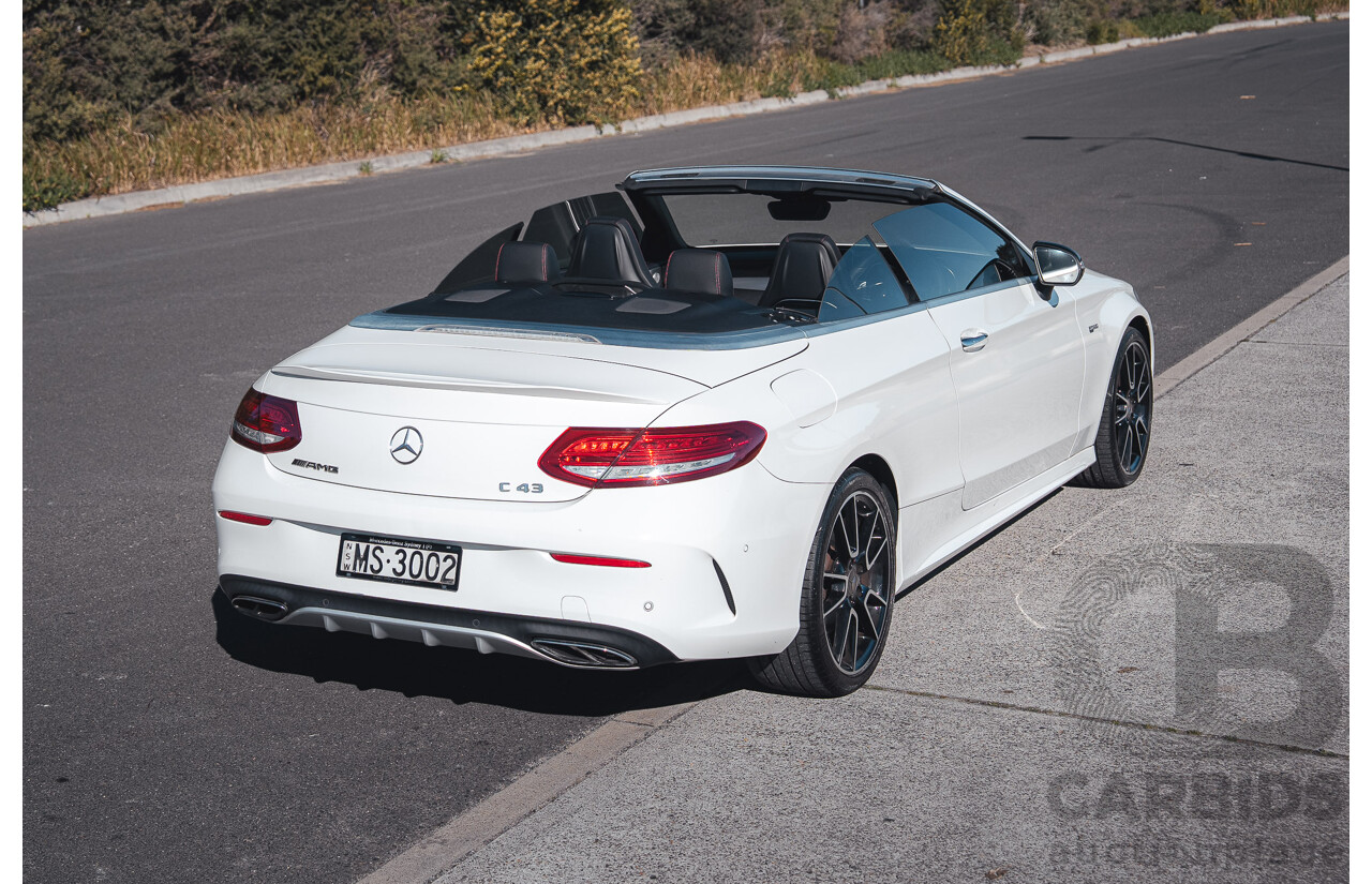 10/2017 Mercedes-Benz AMG C43 (AWD) 205 MY17.5 2D Cabriolet Polar White Twin Turbo V6 3.0L