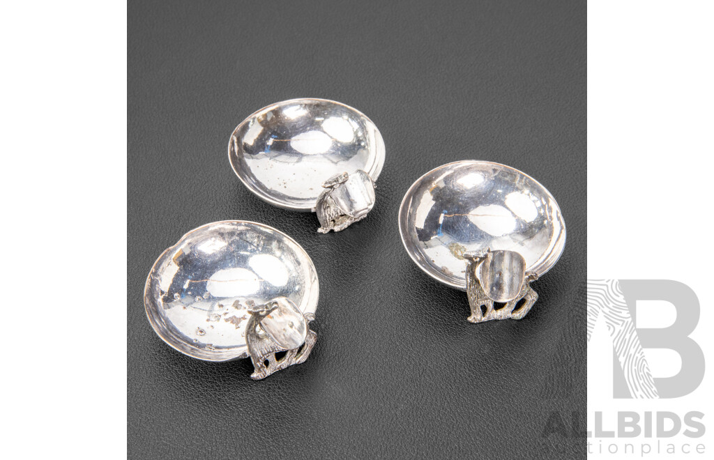 Three Vintage Silver Plate Lama Ashtrays