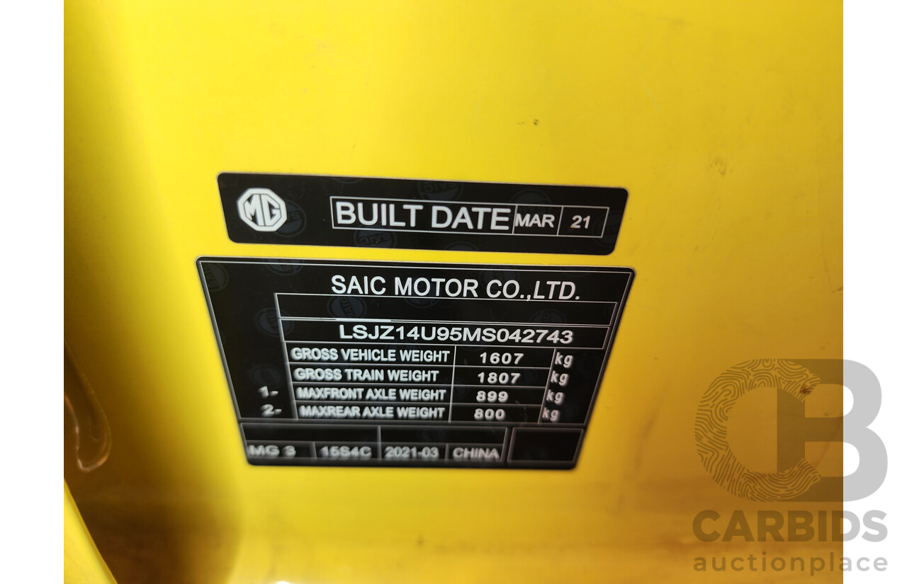 05/2021 M.G. MG3 Excite SZP1 MY21 5d Hatchback Yellow 1.5L