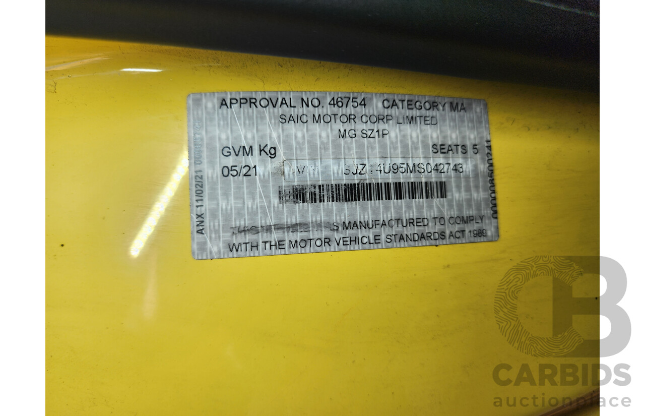 05/2021 M.G. MG3 Excite SZP1 MY21 5d Hatchback Yellow 1.5L