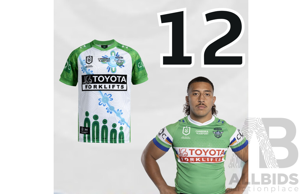 12. Ata Mariota - Match Worn and Signed Canberra Raiders 2026 Indigenous Round Jersey - Round 23 v Knights - Proceeds towards the Raiders Foundation