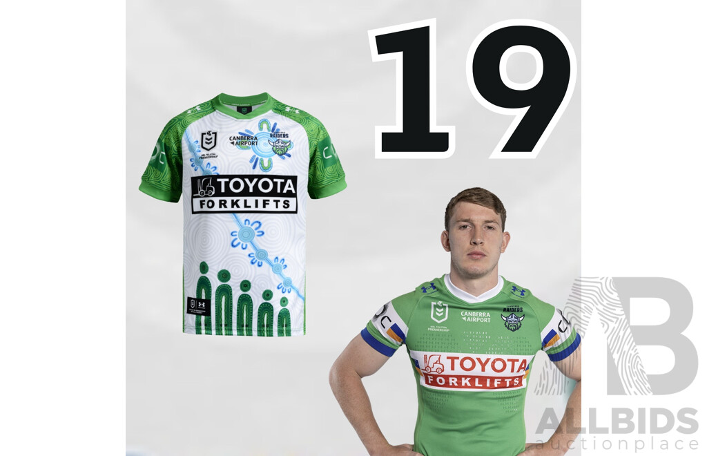 19. Matty Nicholson - Match Worn and Signed Canberra Raiders 2026 Indigenous Round Jersey - Round 23 v Knights - Proceeds towards the Raiders Foundation