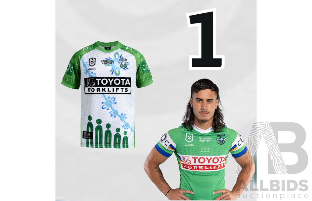 1. Kaeo Weekes - Match Worn and Signed Canberra Raiders 2026 Indigenous Round Jersey - Round 23 v Knights - Proceeds towards the Raiders Foundation
