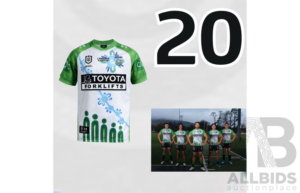 Full Matchday Team Signed Jersey - Signed Canberra Raiders 2026 Indigenous Round Jersey - Round 23 v Knights - Proceeds towards the Raiders Foundation