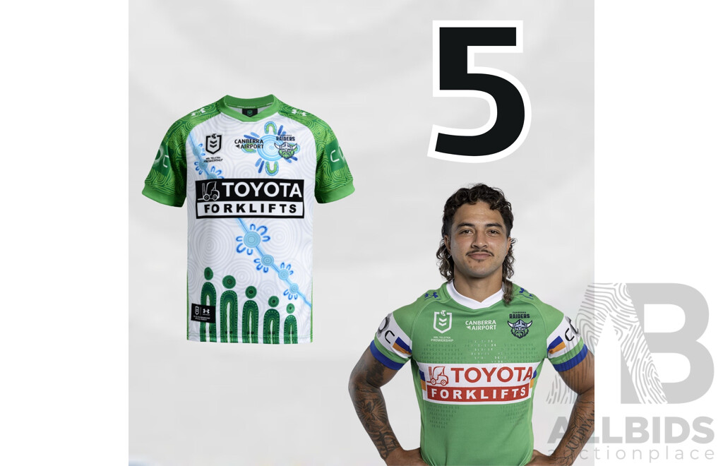 5. Xavier Savage - Match Worn and Signed Canberra Raiders 2026 Indigenous Round Jersey - Round 23 v Knights - Proceeds towards the Raiders Foundation