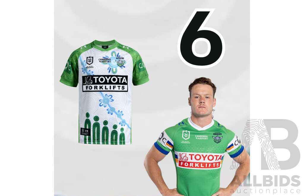 6. Ethan Strange - Match Worn and Signed Canberra Raiders 2026 Indigenous Round Jersey - Round 23 v Knights - Proceeds towards the Raiders Foundation