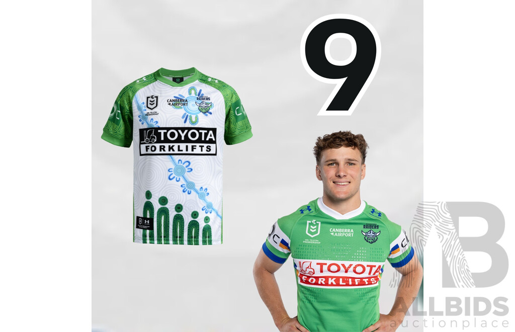 9. Owen Pattie - Match Worn and Signed Canberra Raiders 2026 Indigenous Round Jersey - Round 23 v Knights - Proceeds towards the Raiders Foundation
