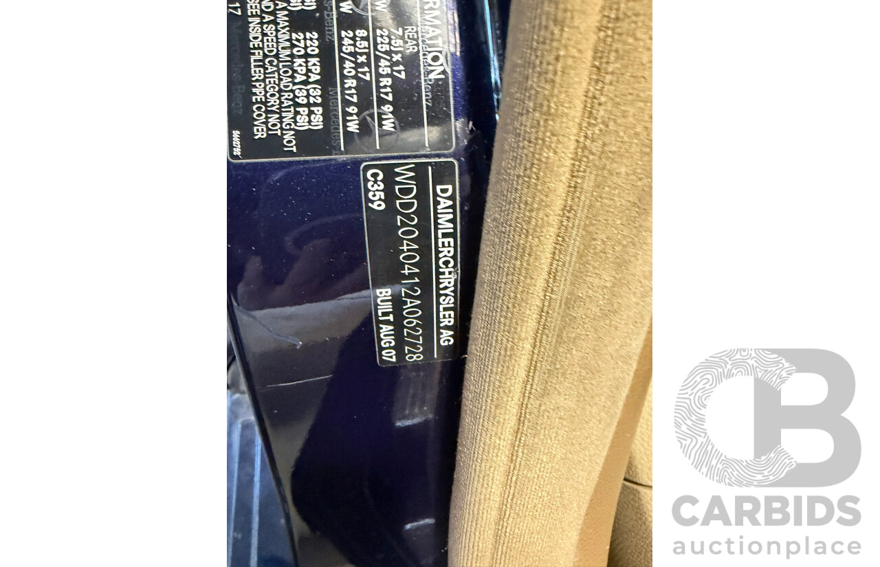 10/2007 Mercedes-Benz C200 Kompressor Classic W204 4D Sedan Blue Supercharged 1.8L