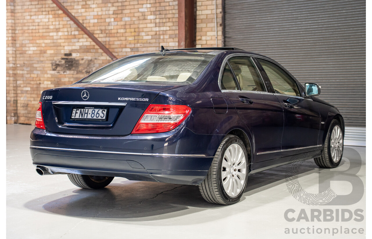 10/2007 Mercedes-Benz C200 Kompressor Classic W204 4D Sedan Blue Supercharged 1.8L