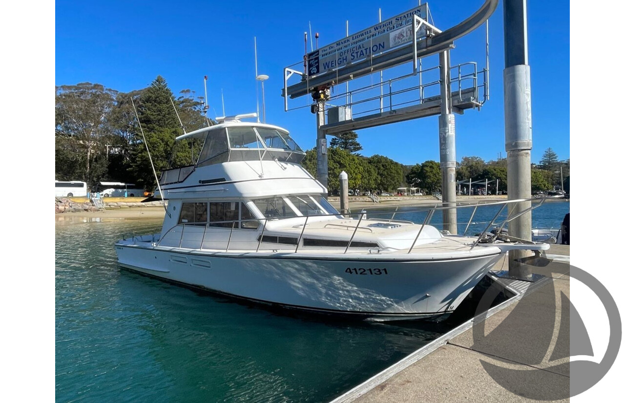 NO RESERVE NSW POLICE AUCTION - Steber 41 Flybridge ‘Seas the Day’, Twin Caterpillar Diesel Engines