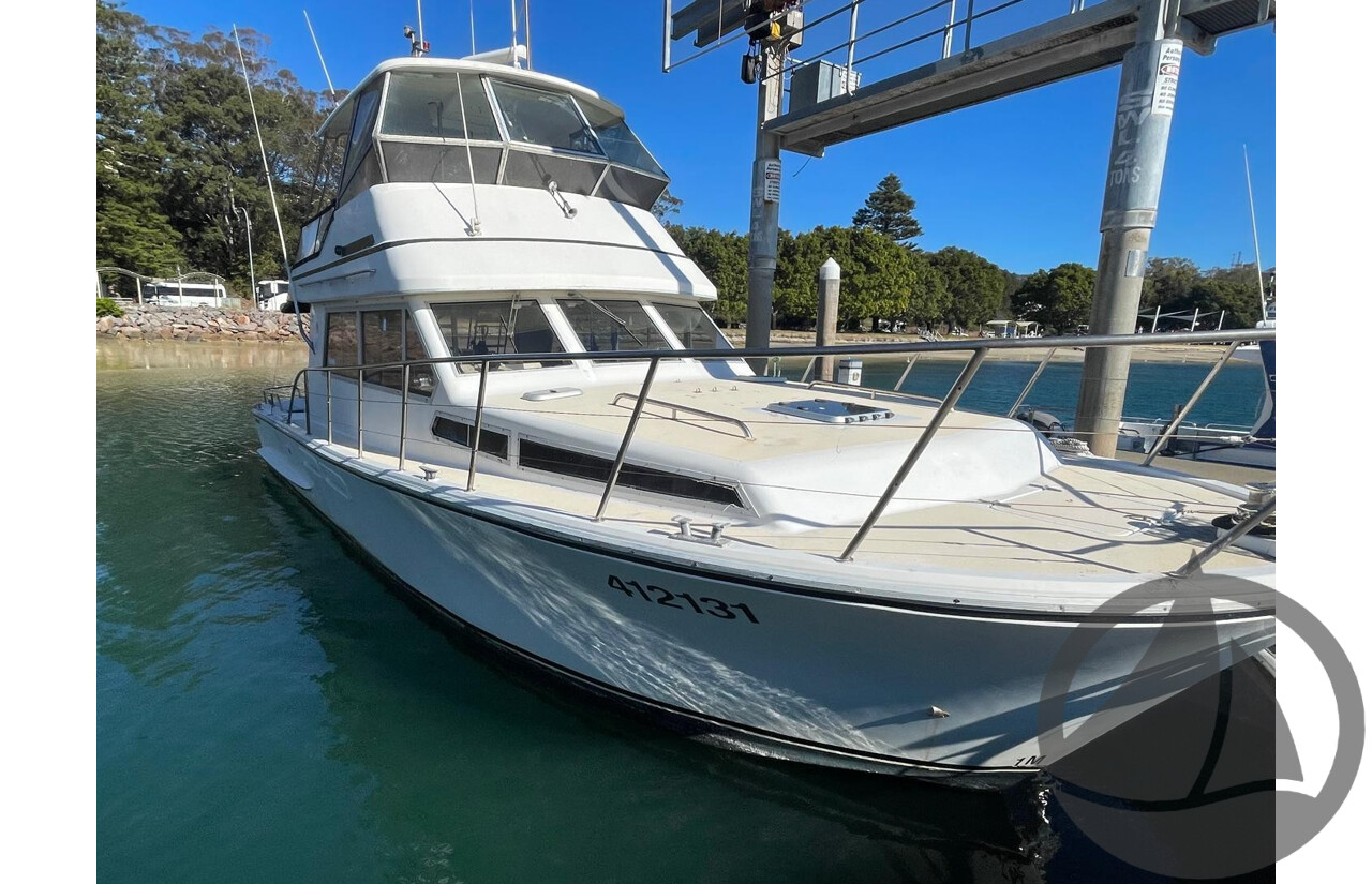 NO RESERVE NSW POLICE AUCTION - Steber 41 Flybridge ‘Seas the Day’, Twin Caterpillar Diesel Engines