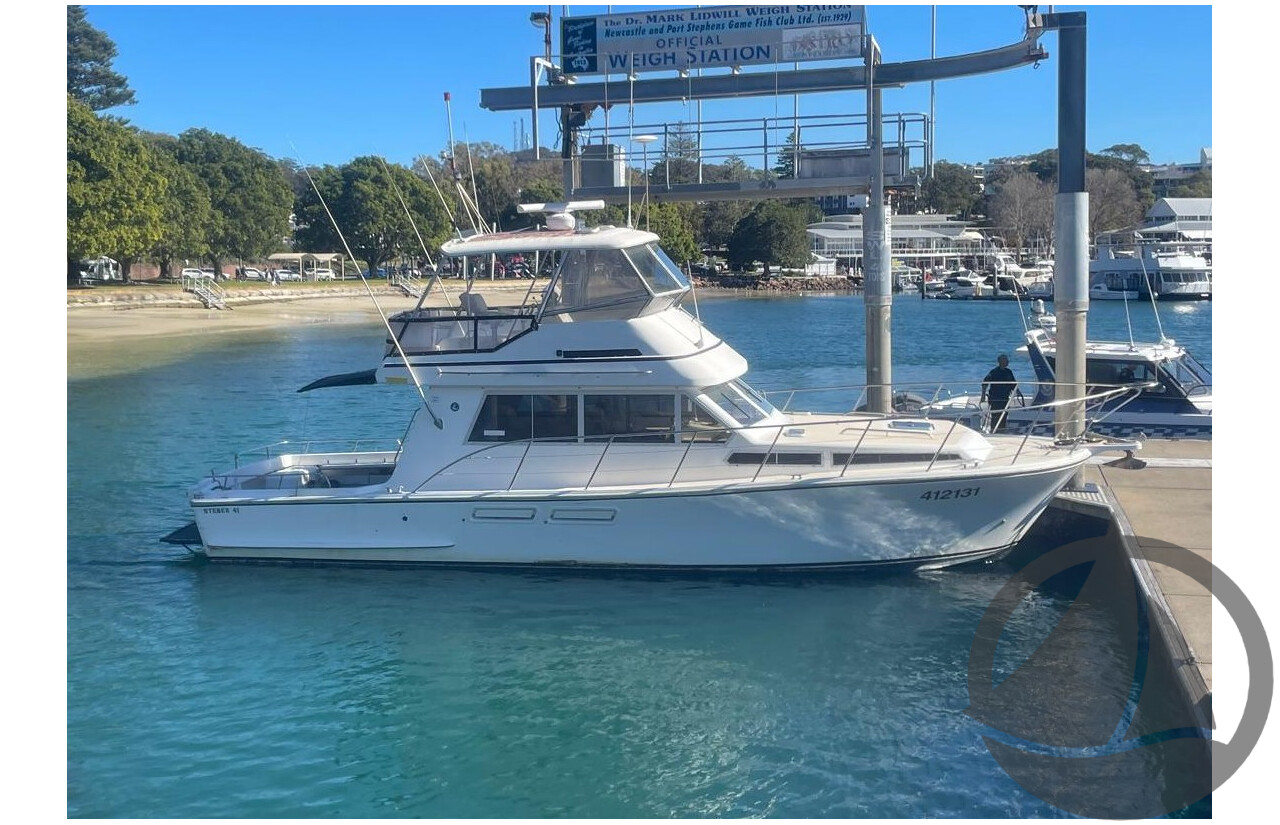 NO RESERVE NSW POLICE AUCTION - Steber 41 Flybridge ‘Seas the Day’, Twin Caterpillar Diesel Engines