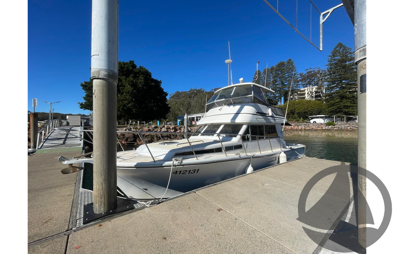 NO RESERVE NSW POLICE AUCTION - Steber 41 Flybridge ‘Seas the Day’, Twin Caterpillar Diesel Engines