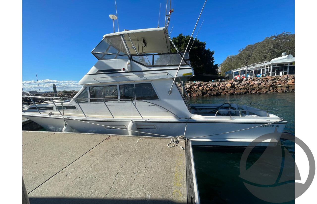 NO RESERVE NSW POLICE AUCTION - Steber 41 Flybridge ‘Seas the Day’, Twin Caterpillar Diesel Engines