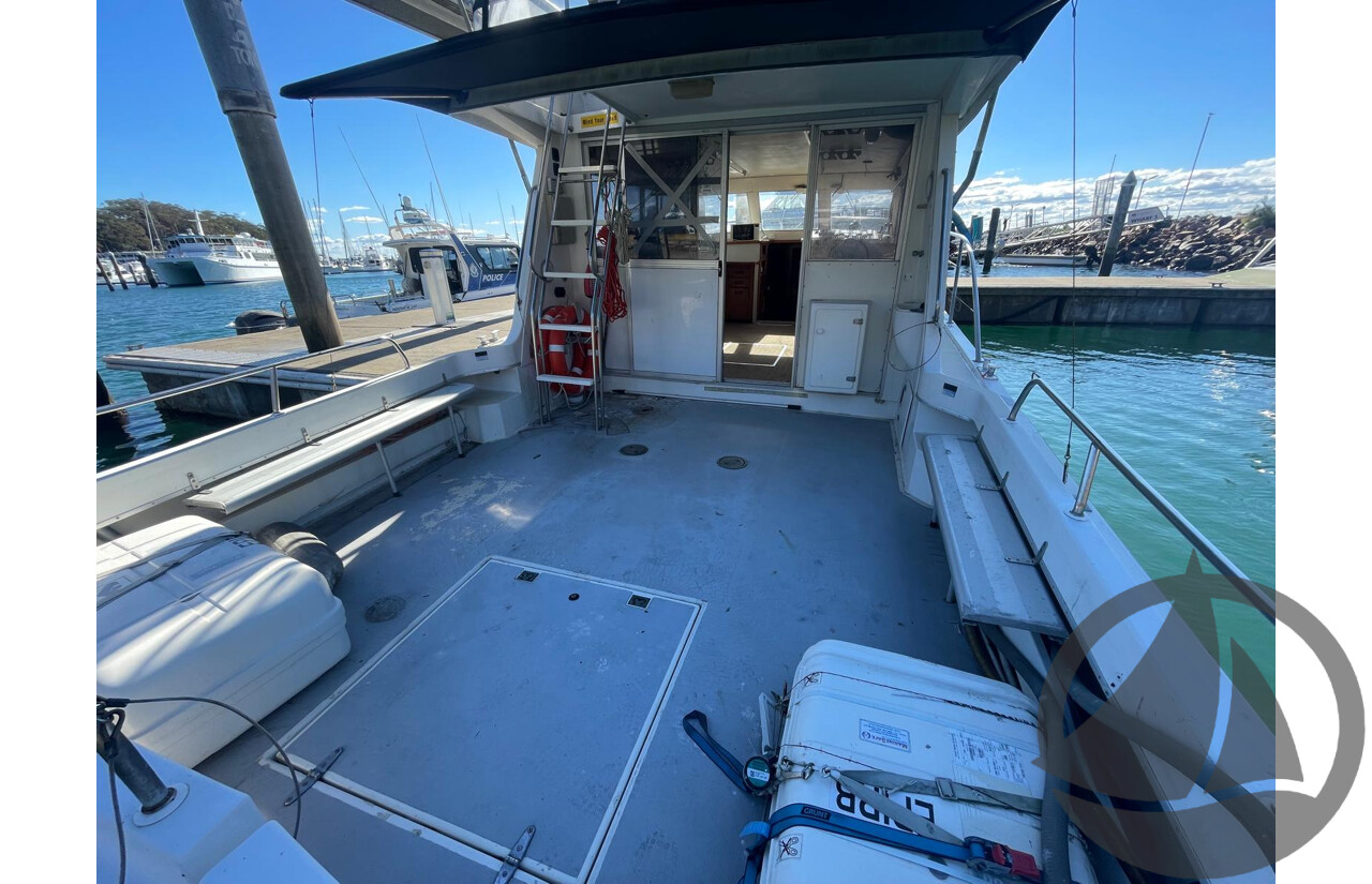 NO RESERVE NSW POLICE AUCTION - Steber 41 Flybridge ‘Seas the Day’, Twin Caterpillar Diesel Engines