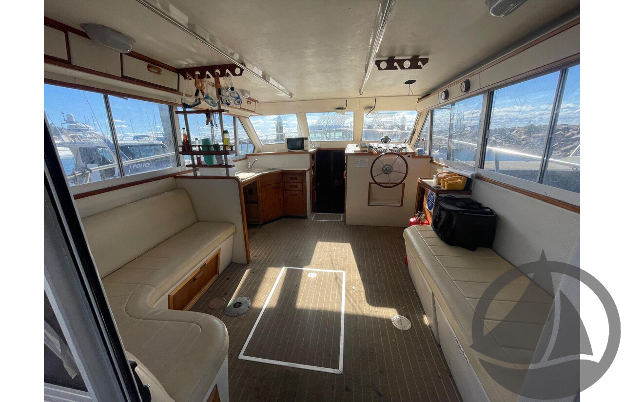 NO RESERVE NSW POLICE AUCTION - Steber 41 Flybridge ‘Seas the Day’, Twin Caterpillar Diesel Engines