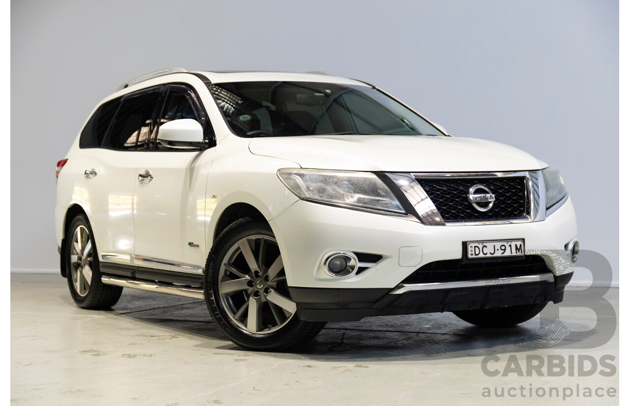 12/2015 Nissan Pathfinder Ti Hybrid(4x4) R52 4D Wagon White 2.5L