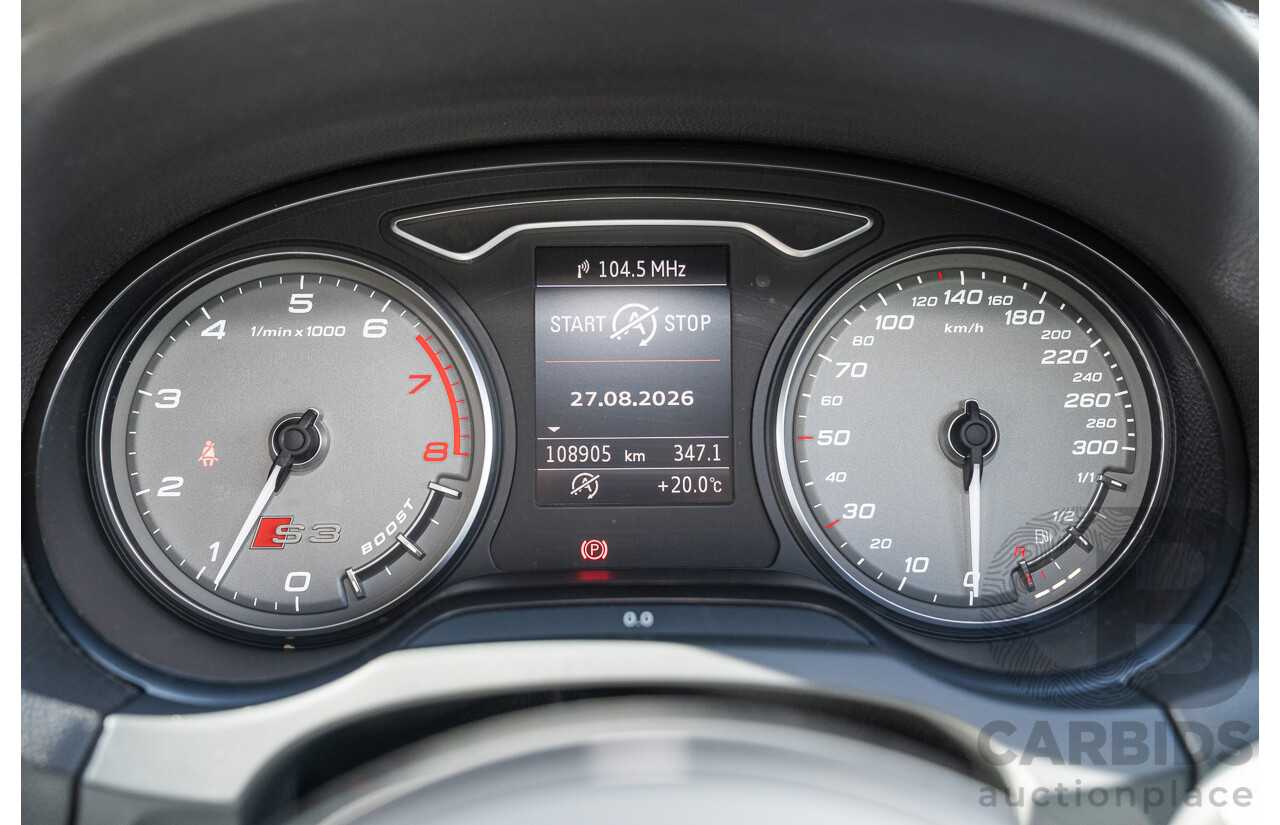 03/2014 Audi S3 Sportback Quattro (AWD) 8V MY14 5d Hatchback Estoril Blue Crystal Turbo 2.0L