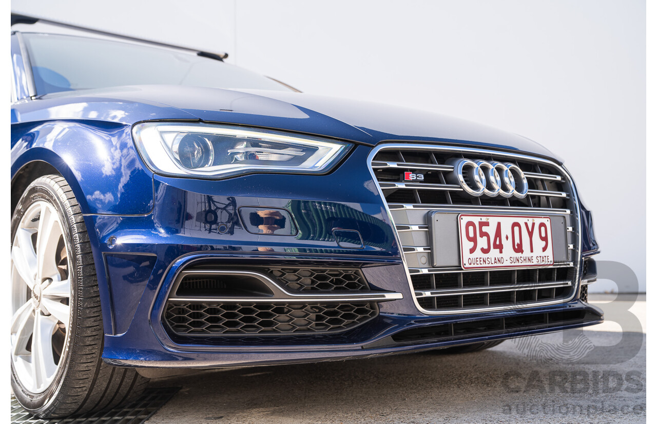 03/2014 Audi S3 Sportback Quattro (AWD) 8V MY14 5d Hatchback Estoril Blue Crystal Turbo 2.0L
