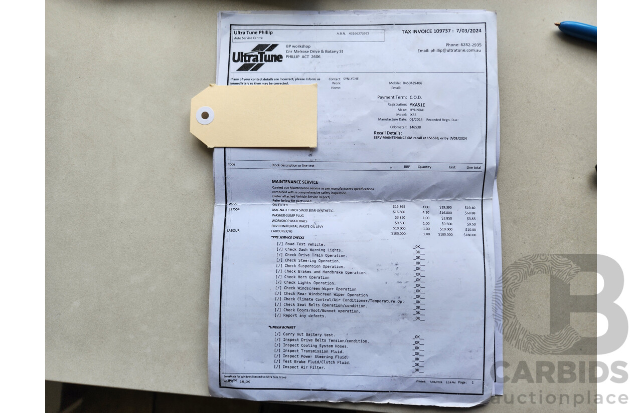 06/2014 Hyundai Ix35 Trophy (fwd) LM SERIES II 4d Wagon White 2.0L