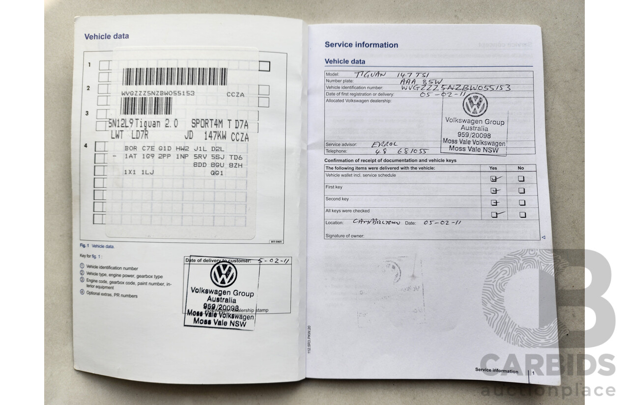 01/2011 Volkswagen Tiguan 147 TSI 5NC MY11 4d Wagon Grey 2.0L