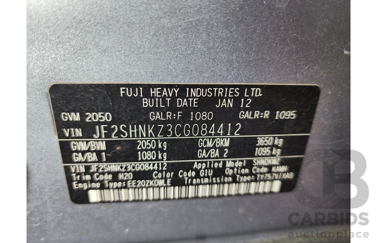 11/2012 Subaru Forester 2.0D Premium MY12 4d Wagon Silver 2.0L