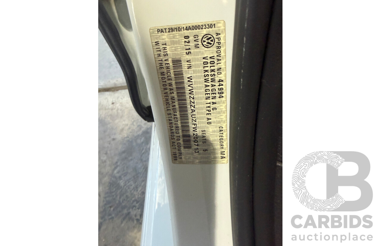 02/2015 Volkswagen Golf 103 TSI Highline AU MY15 5D Hatchback White Turbo 1.4L