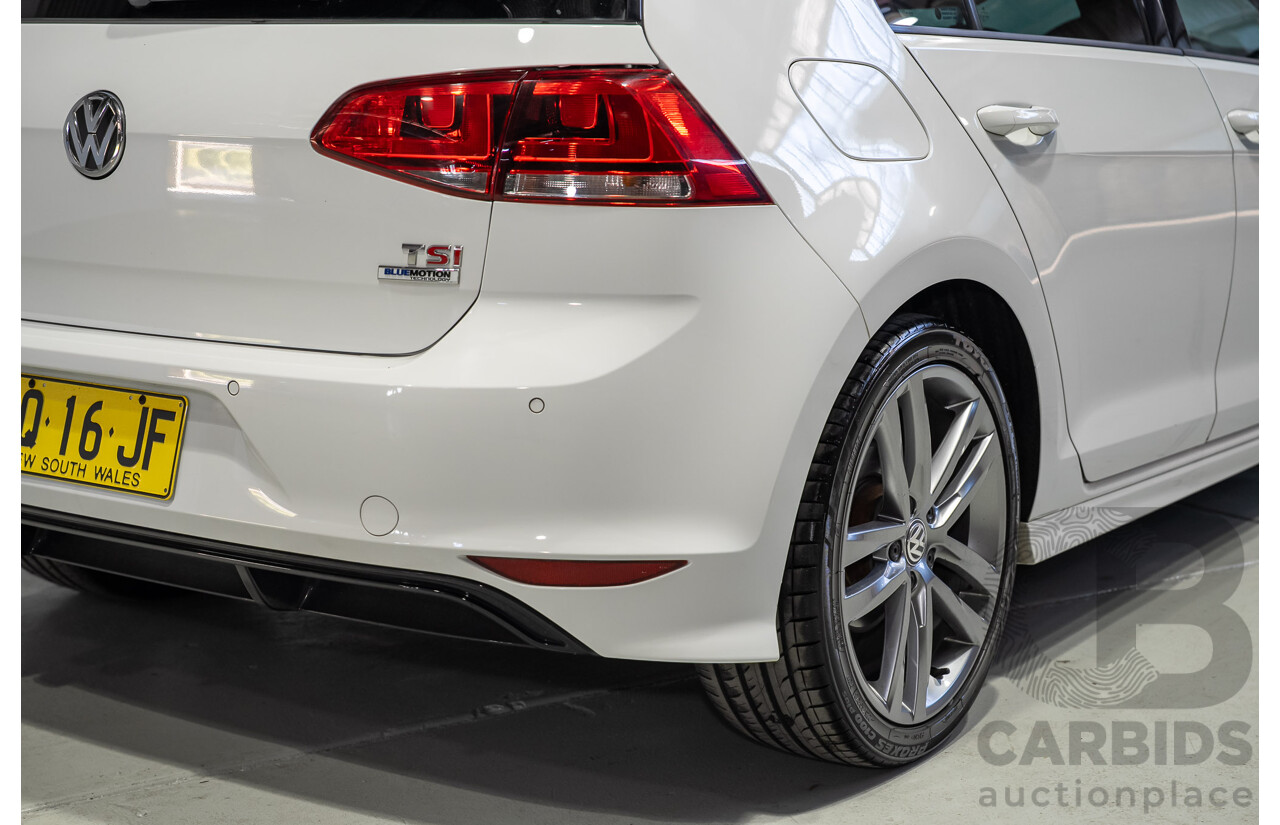 02/2015 Volkswagen Golf 103 TSI Highline AU MY15 5D Hatchback White Turbo 1.4L