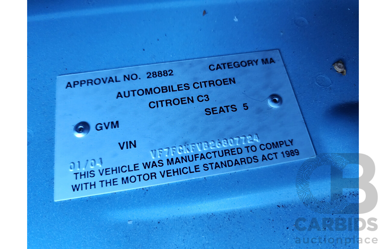 01/2004 Citroen C3 SX  5d Hatchback Blue 1.4L