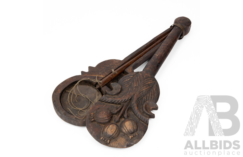 Wonderful Hand Carved Chinese Dotchin [Opium Scales], Antique Rosewood with Copper, Wood & String Scales Within, 37L cm