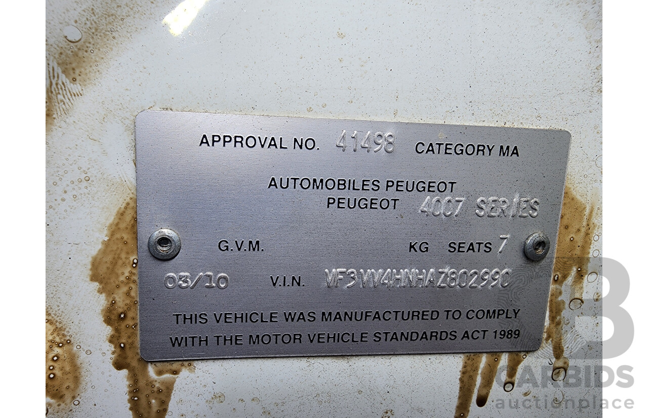 03/2010 Peugeot 4007 SV (7 Seat)  4d Wagon White 2.2L