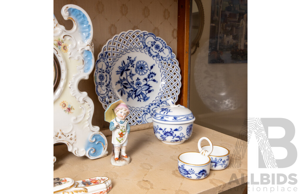 Collection of Meissen Ceramics Including Cabinet Plates, Figurines & an Italian Clock