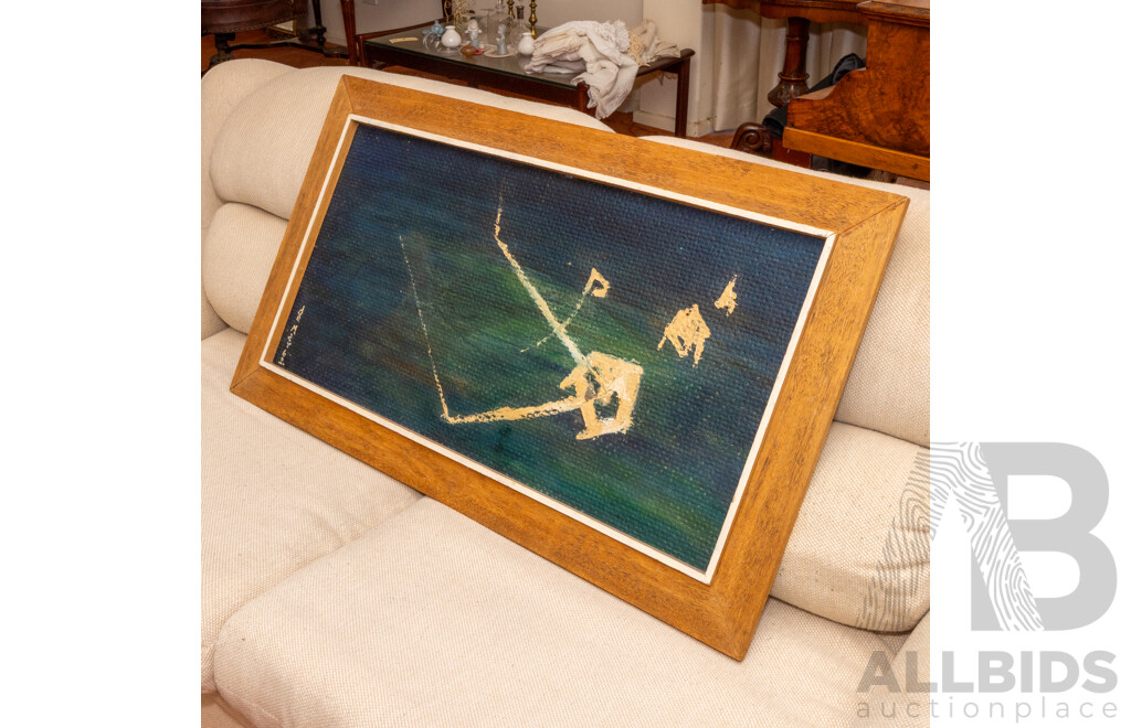 Henry De Mar (20th Century, Australian, 1936-2012), Orion (1963), Original Mid-Century Oil on Composite Wood Panel, 60H x 105W cm (frame)