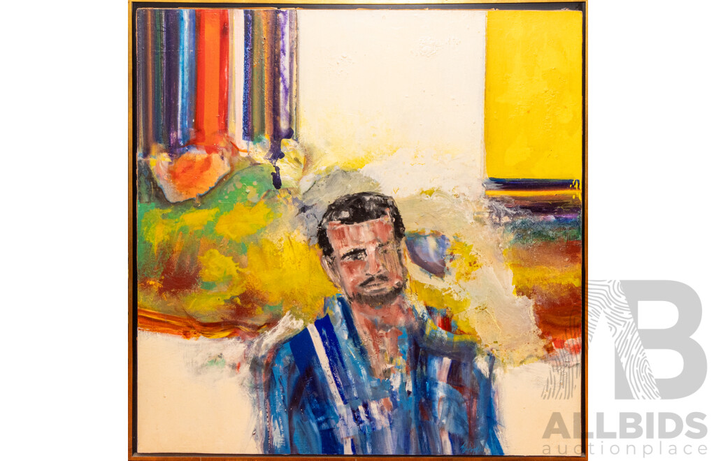 Thomas Gleghorn (20th Century, English-Born Australian, 1925-2026), Portrait of Louis James (1966), Impressive Original Oil on Masonite, W:128 X H:128cm (frame)